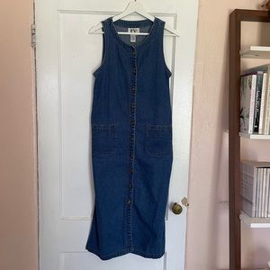 Vintage ty2 denim button-up tie-back dress